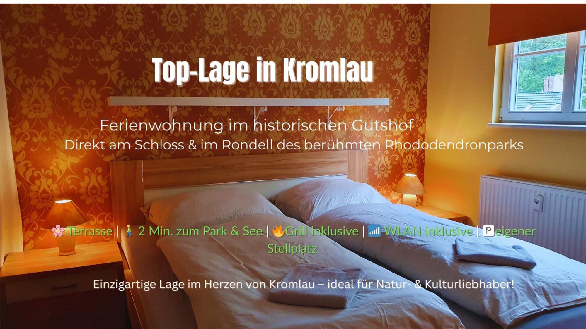 Ferienwohnung Im Gutshof Direkt Gegenueber Dem Schloss, Rhododendronpark Mit Terrasse Und Wlan Kromlau Luaran gambar